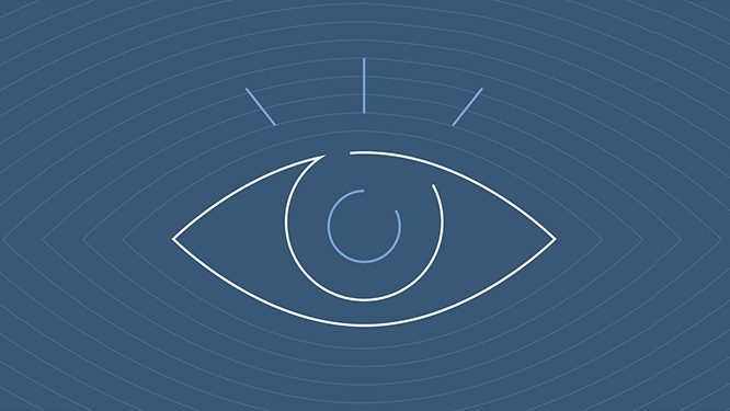 Logo tile for “The View from Apollo” podcast, featuring an illustration of an eye and accompanying a discussions on asset allocation, and alternative investment strategies amid shifting market conditions.